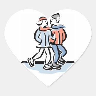 Couple Skating in Winter Wedding Hearts Heart Sticker