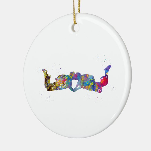 Couple Skydiver Ceramic Tree Decoration (Left)