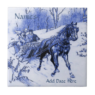 Couple Sleigh Tile, Dutch Look, Personalise Tile