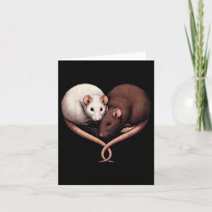 Couple Small Rodent Pet Happy Heart Love Cute Rat  Card