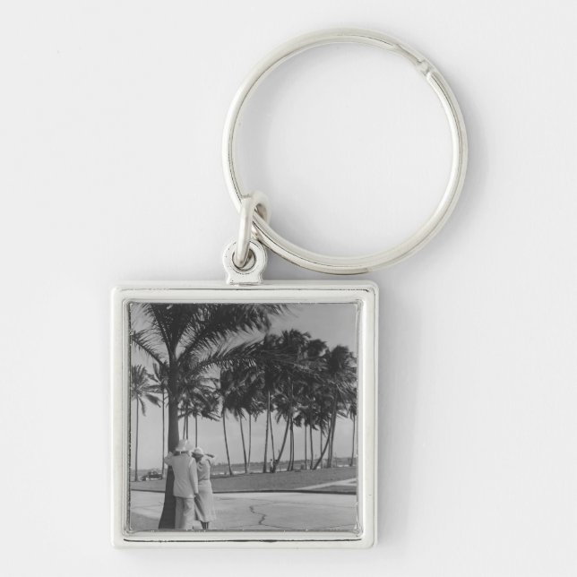 Couple Standing Under Tree Key Ring (Front)