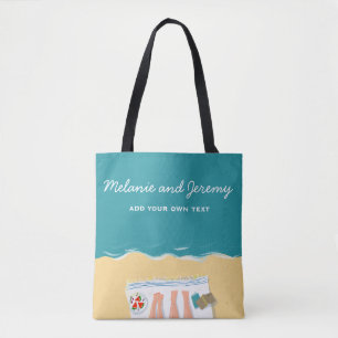 Couple Sunbathing on Beach Personalised  Tote Bag