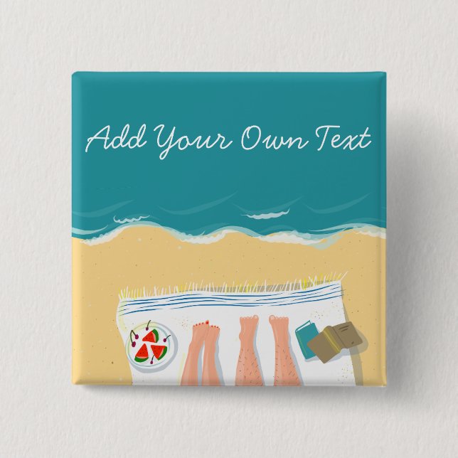 Couple Sunbathing Personalised Travel 15 Cm Square Badge (Front)