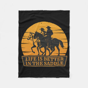 Couple Sunset Life Is Better In The Saddle Horseck Fleece Blanket