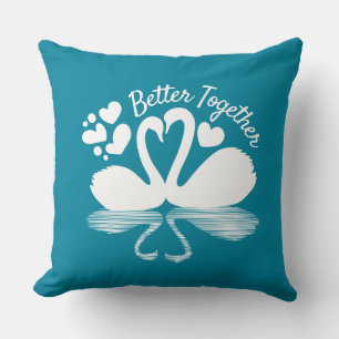 Couple Swan Silhouette Reflection in the Water Cushion