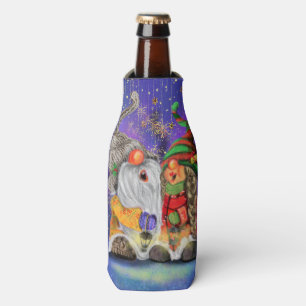 Couple Sweet Gnomes Singing Happy Christmas Song Bottle Cooler