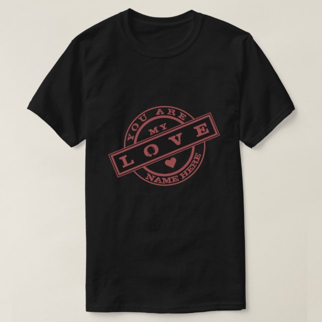 Couple T-Shirt with Text Stamps - Customisable (Design Front)