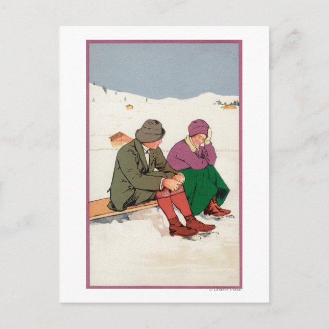 Couple Taking an Ice Skating Break Postcard (Front)