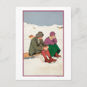 Couple Taking an Ice Skating Break Postcard