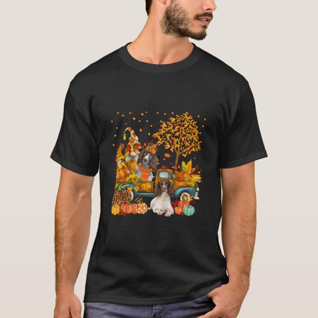 Couple Thanksgiving English Springer Spaniels Gnom T-Shirt (Front)