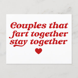 Couple That Fart Together Stay Together Valentine Holiday Postcard