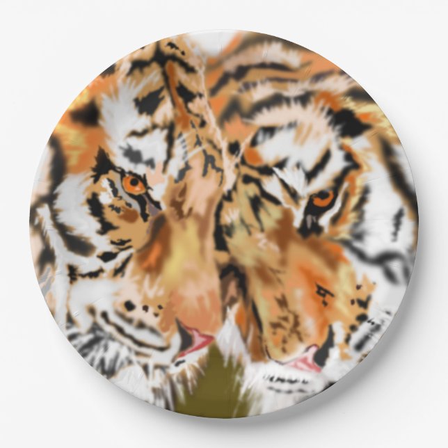 Couple Tiger Paper Plates (Front)