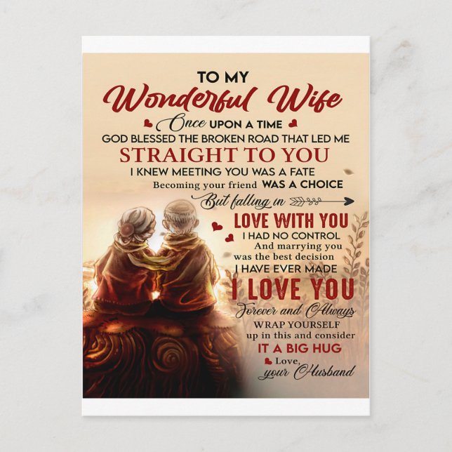 Couple To Wonderful Wife Once Upon A Time Husband  Postcard (Front)