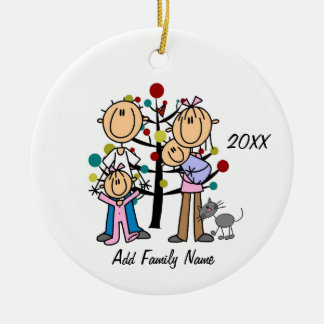 Couple Toddler Girl Baby Boy Cat Ceramic Tree Decoration