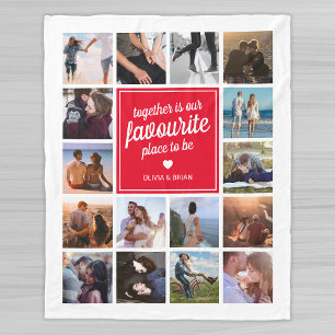 Couple Together Photo Collage Fleece Blanket