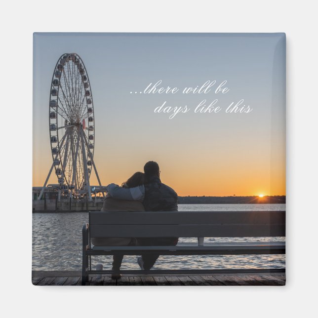 Couple Together Watch Sunset on Bench Magnet (Front)