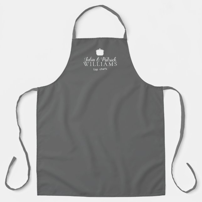couple top chefs minimalist grey apron (Front)