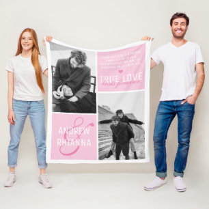 Couple True Love 2 Photo & Quote Fleece Blanket