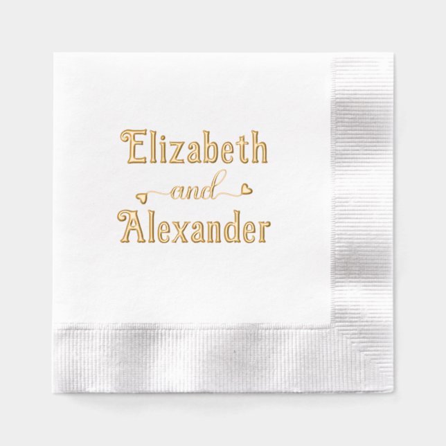 Couple Two Name with Fancy Heart“and” #1LG Foil Napkins (Front)