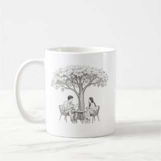 Couple Under Tree Coffee Date Colouring Page Art Mug