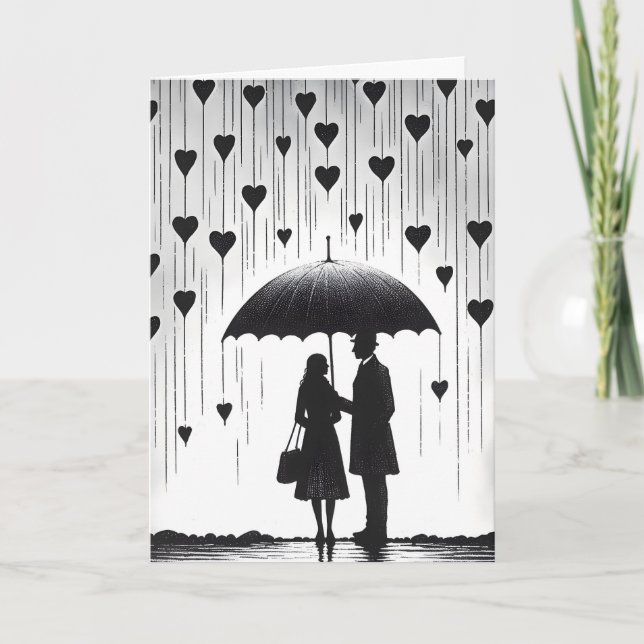 Couple under Umbrella, Valentine's Day Greeting Card (Front)