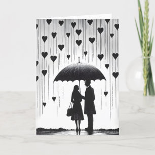 Couple under Umbrella, Valentine's Day Greeting Card