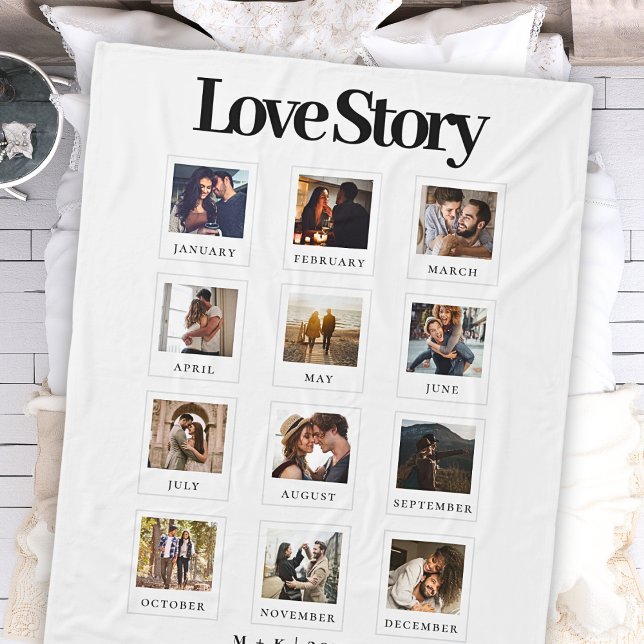 Couple Valentines Day Anniversary Love Story Photo Fleece Blanket (Creator Uploaded)