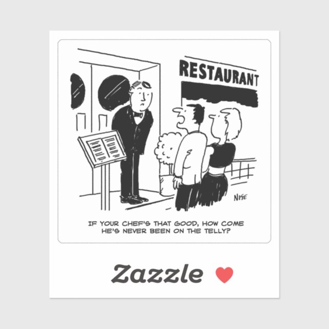 Couple Visiting Restaurant ask about Chef Cartoon. (Sheet)