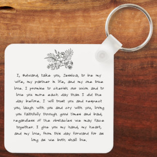 Couple Vow Handwriting Modern Script Photo Chic Key Ring