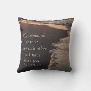 Couple Walking Beach At Sunrise John 15 12 Cushion