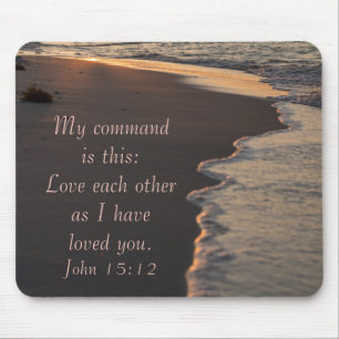 Couple Walking Beach At Sunrise John 15 12 Mouse Mat