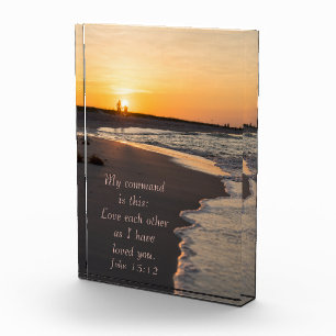 Couple Walking Beach At Sunrise John 15 12 Photo Block