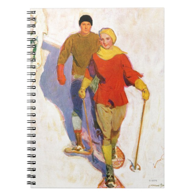 Couple Wearing Snowshoes by McClelland Barclay Notebook (Front)