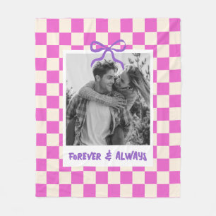 Couple Wedding Anniversary Custom Photo Chequered Fleece Blanket