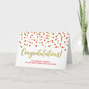 Couple Wedding Congratulations Gold Red Card