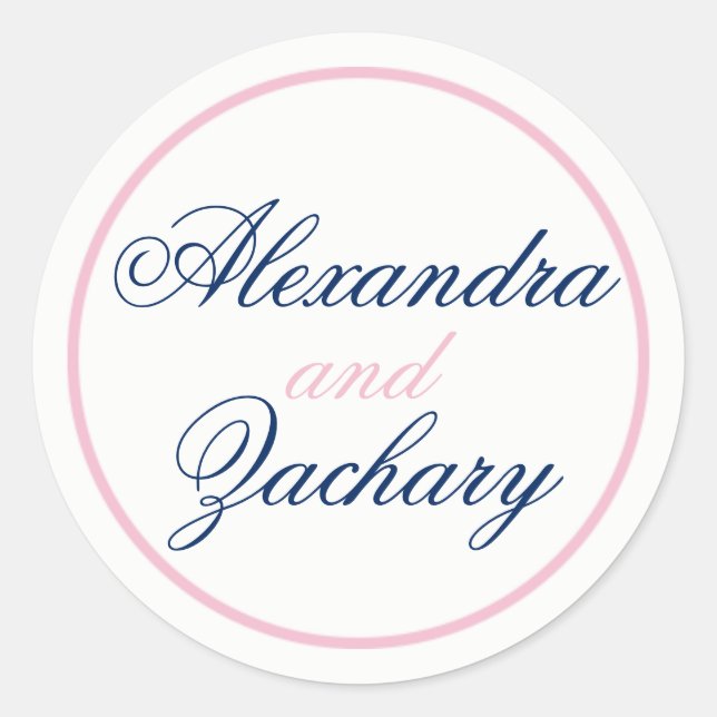 Couple Wedding Favour/Welcome Bag Sticker-Navy/Pin Classic Round Sticker (Front)