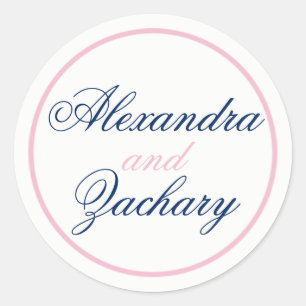 Couple Wedding Favour/Welcome Bag Sticker-Navy/Pin Classic Round Sticker