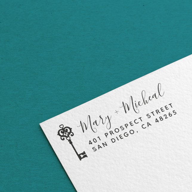 Couple Wedding Key New Home Elegant Minimalist Self-inking Stamp (Creator Uploaded)