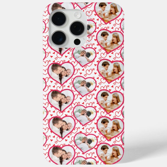 Couple Wedding Love 3 Photo Heart Pattern Case-Mate iPhone Case (Back)