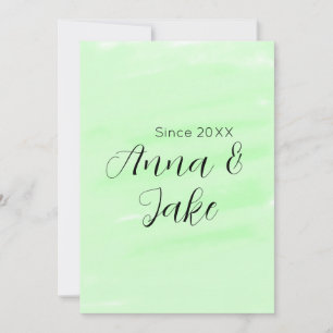 Couple wedding name date green watercolor pastel l invitation
