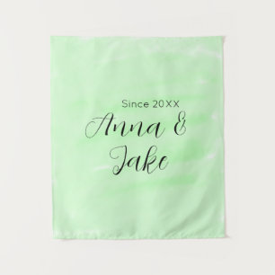 Couple wedding name date green watercolor pastel l tapestry