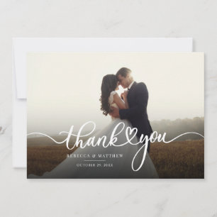Couple Wedding Photo Calligraphy Thank You Card