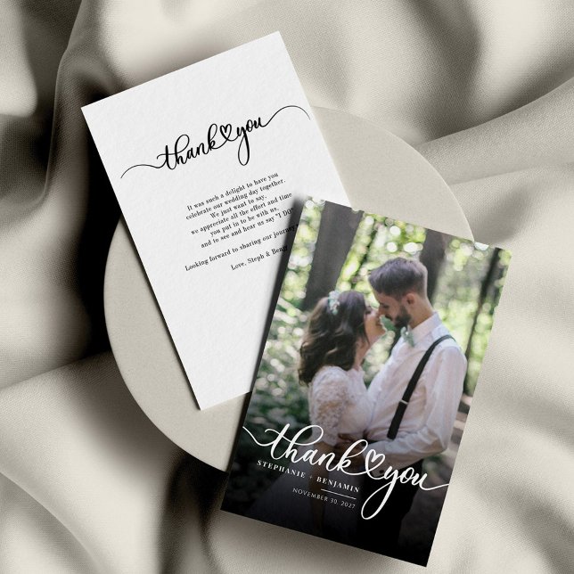 Couple Wedding Photo Hand-Lettered Thank You Card (Creator Uploaded)