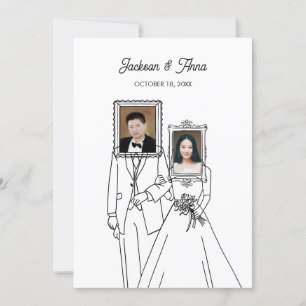 Couple wedding photo unique invitation