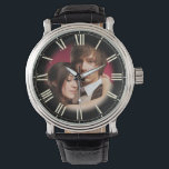 Couple Wedding Portrait Chic Fade to Photo Roman Watch<br><div class="desc">Easily customise this clock with your own photo in the centre. Black area clock numbers gently fades to reveal photo.</div>