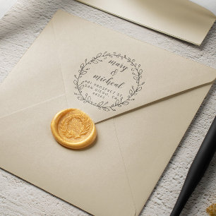 Couple Wedding Return Address Elegant Minimalist Rubber Stamp