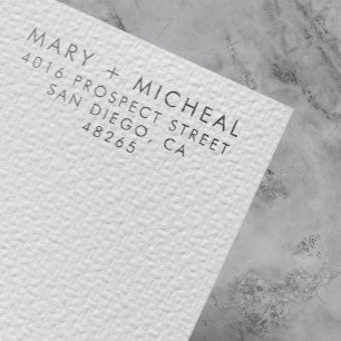 Couple Wedding Return Address Elegant Minimalist Rubber Stamp