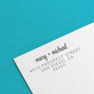 Couple Wedding Return Address Elegant Minimalist Rubber Stamp