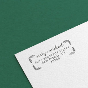 Couple Wedding Return Address Elegant Minimalist Rubber Stamp