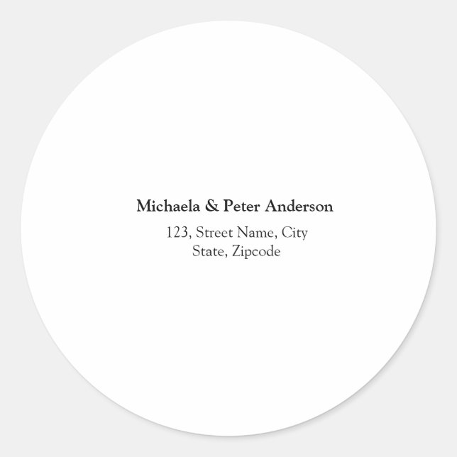 Couple wedding simple minimal return address  classic round sticker (Front)